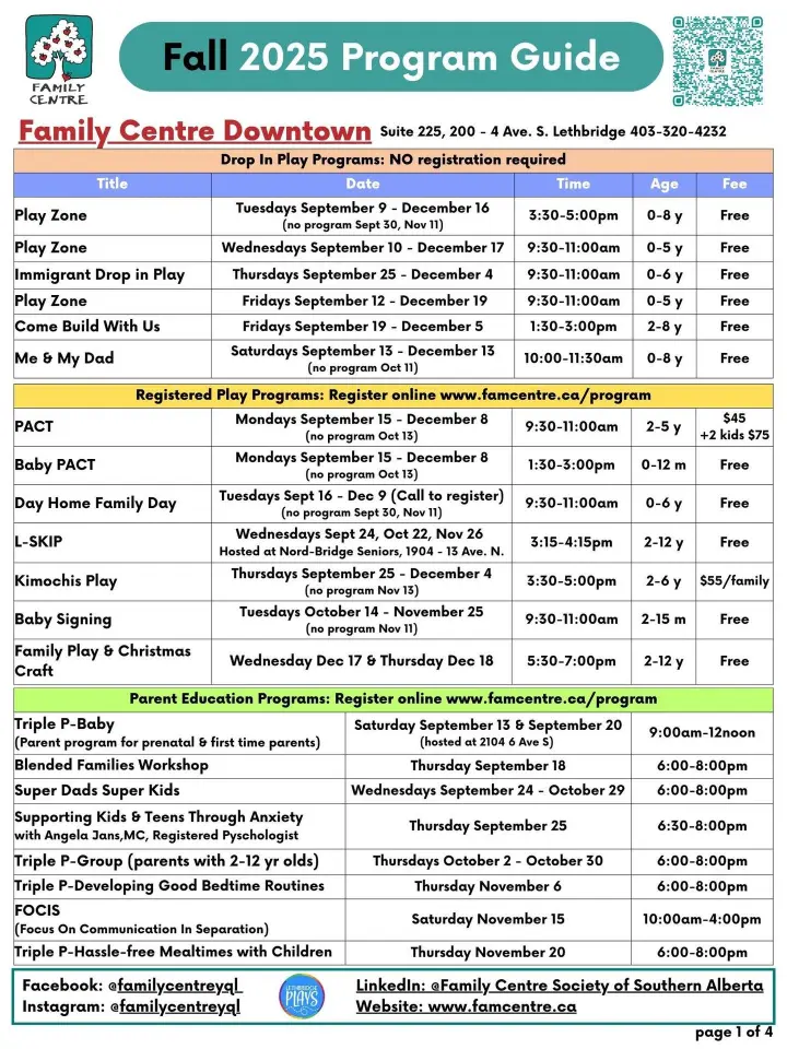 Family Centre Fall Program Guide