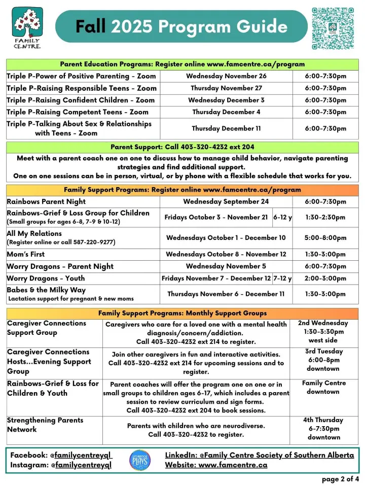 Family Centre Fall Program Guide